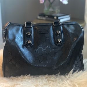 Gucci Vinyl Black Monogram Boston Bag